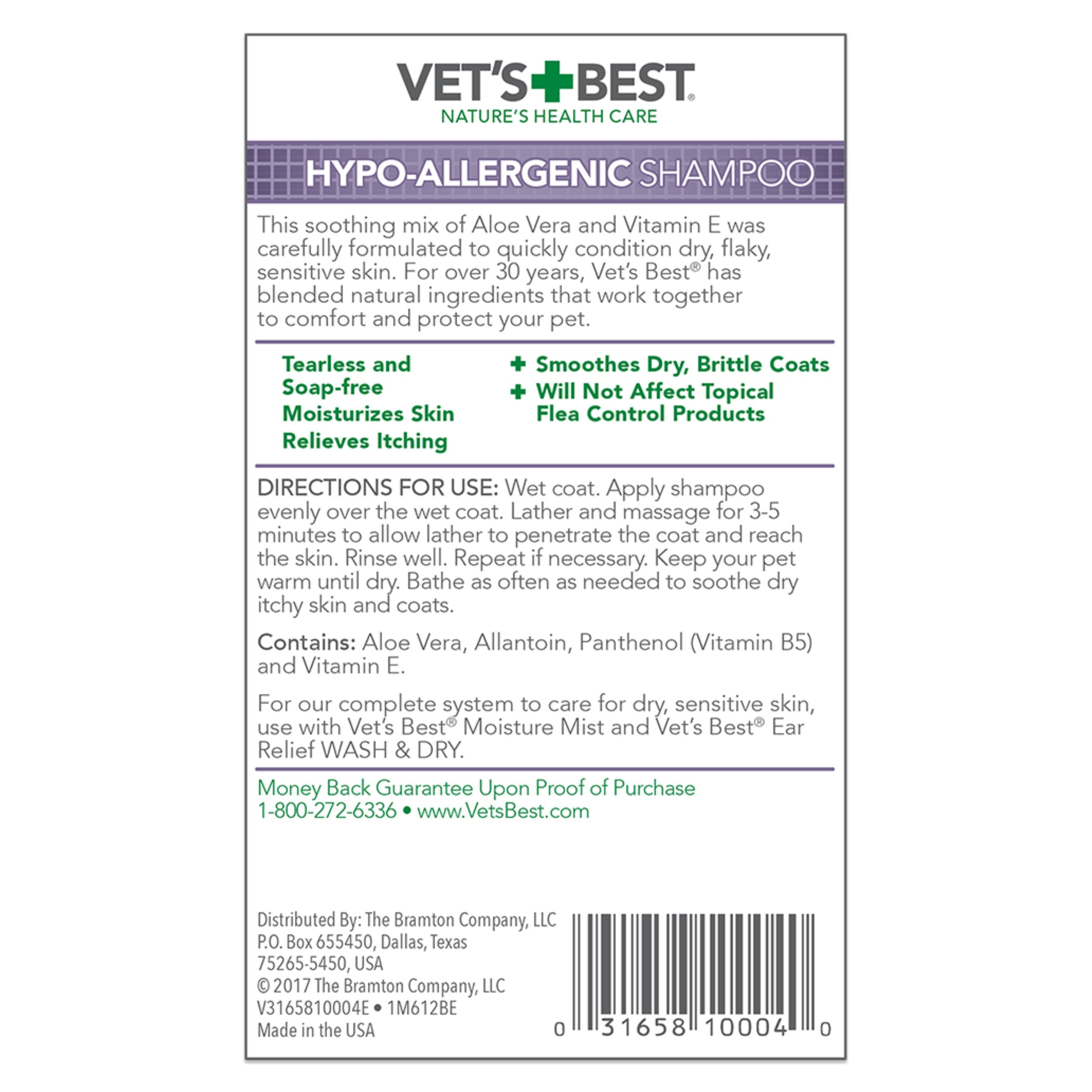 Vet's best hypoallergenic dog 2024 shampoo for sensitive skin